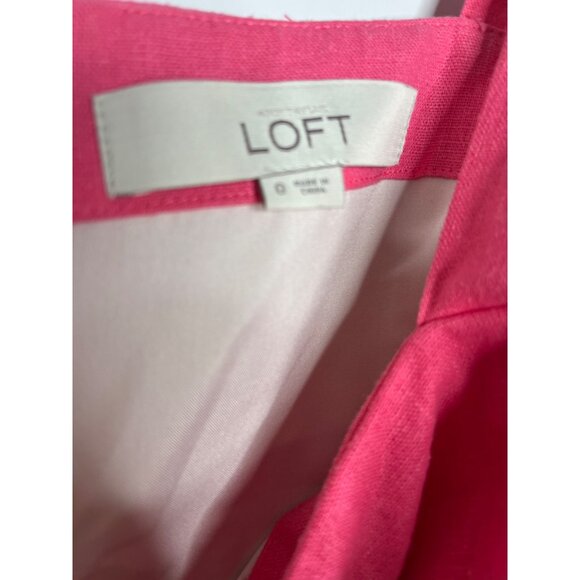 Loft Dress Womens 0 XS Sundress Pink White Striped Sleeveless Fit Flare Work - Picture 8 of 13